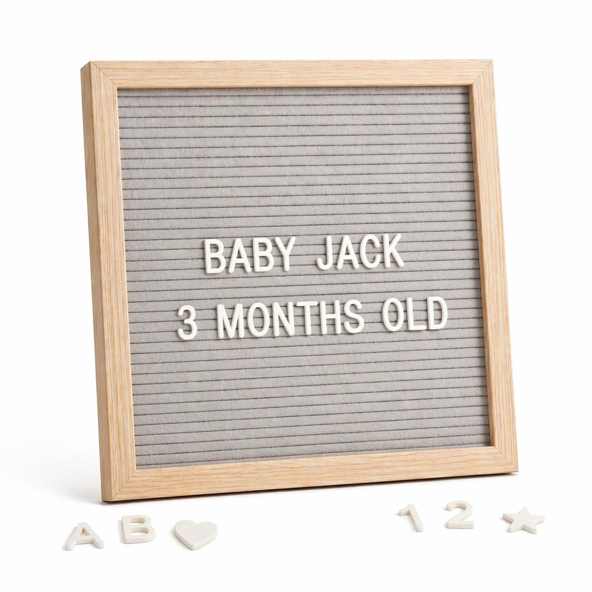 White Felt Letter Board 10x10in, 336 Letters, Wood Frame Message Board