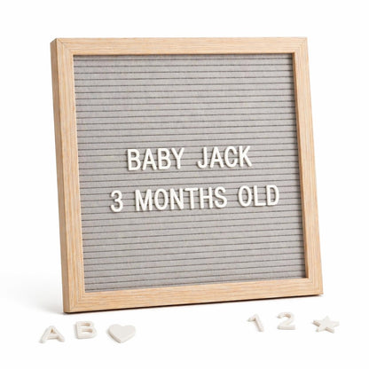 White Felt Letter Board 10x10in, 336 Letters, Wood Frame Message Board