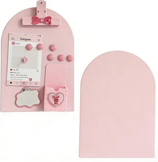 FLWAL 2 Pack Magnetic Bulletin Board, Metal Desktop Board with Bracket
