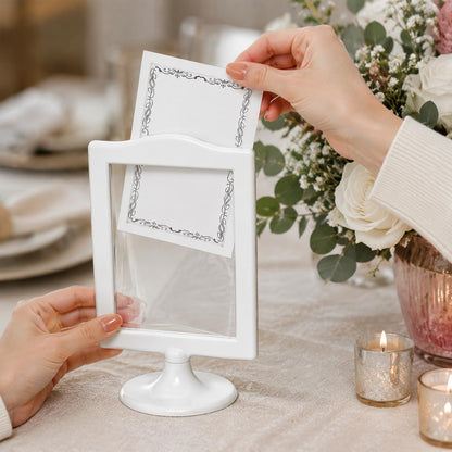 Lawei 10 PCS Double Sided Standing Picture Frames 4x6 Inch, Plastic Pedestal Photo Frame Bulk, White Vertical Picture Holder with Inserts & Base, Display Picture Frames for Wedding, Table