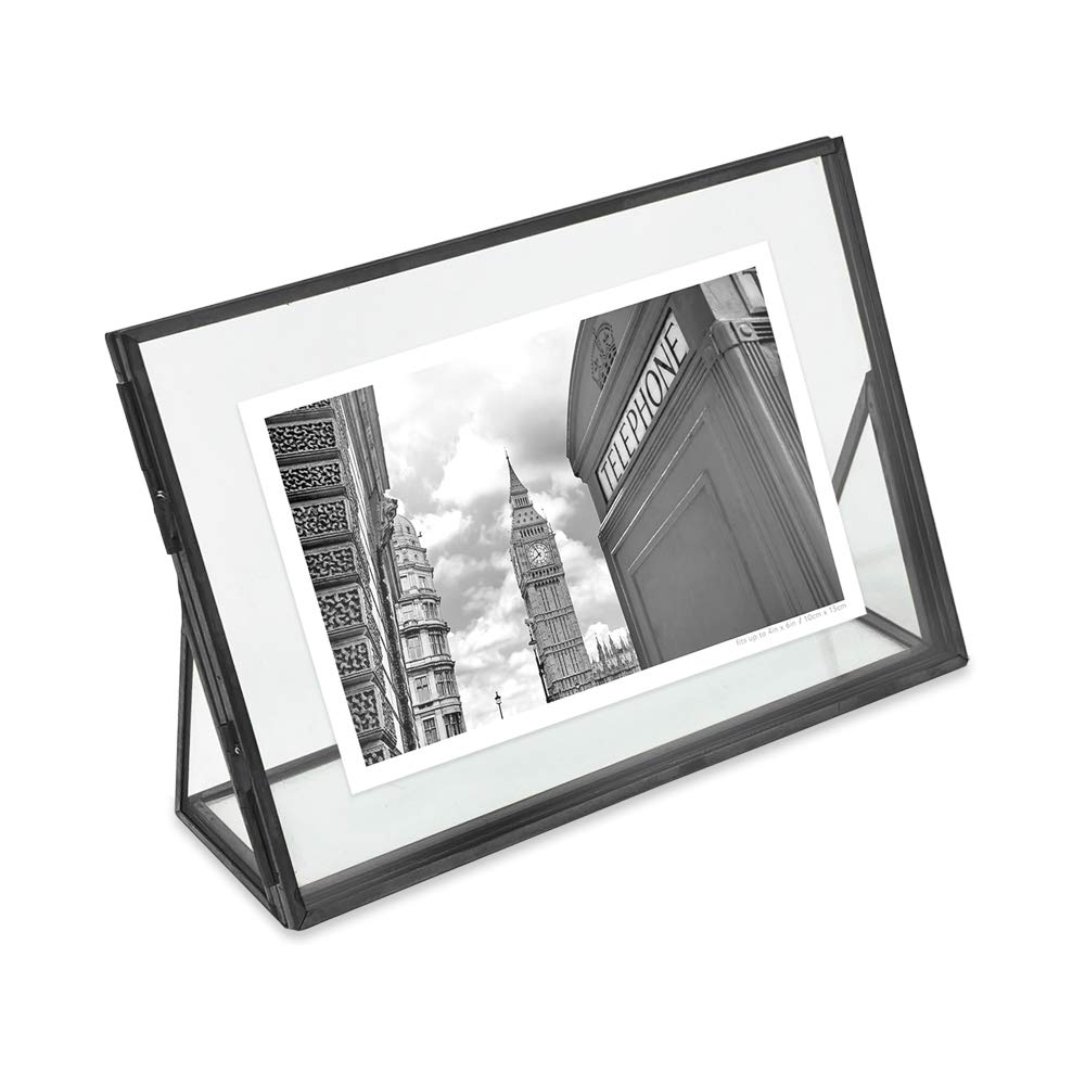 Isaac Jacobs 2x3 Gold Vertical Floating Photo Frame ClaspLock&Angled Base