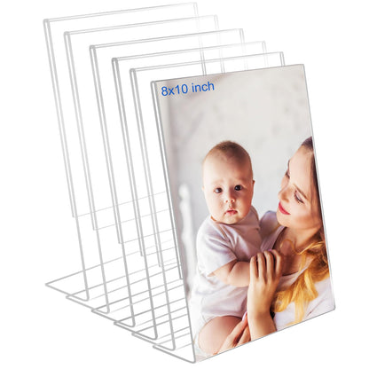4x6 Acrylic Picture Frames, Set Of 6 Clear Acrylic Frameless Gift for Desktop Display, Standing Picture or Display Sign Holder with Inserts for Home Office - Horizontal