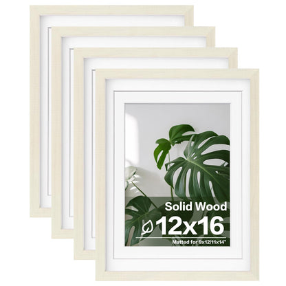 Egofine 8x10 Picture Frames Set of 4, Made of Solid Wood Covered by Plexiglass 4x6 and 5x7 with Mat or 8x10 without Mat, for Table Top Display and Wall Mounting Photo Frame Black