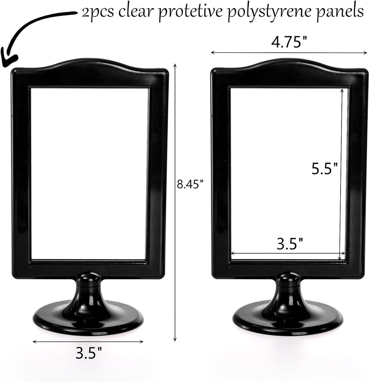 Lawei 10 Pack Double Sided Standing Picture Frames, 4x6 Inch Plastic Pedestal Photo Frame Bulk, Two Sided Vertical Picture Holder with Inserts & Base, Black Display Frame for Wedding Table Number Menu