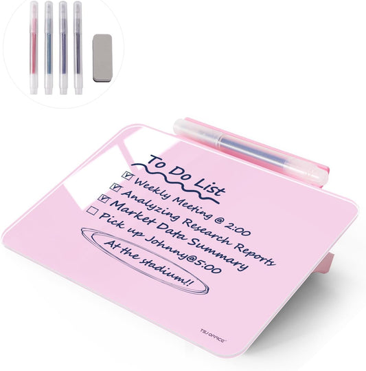 Small Desktop Glass Dry-Erase Whiteboard - 8 X 6 Inches Tabletop Easel Whiteboard with Stand, Desk Board Buddy for Artist, Teacher and Student