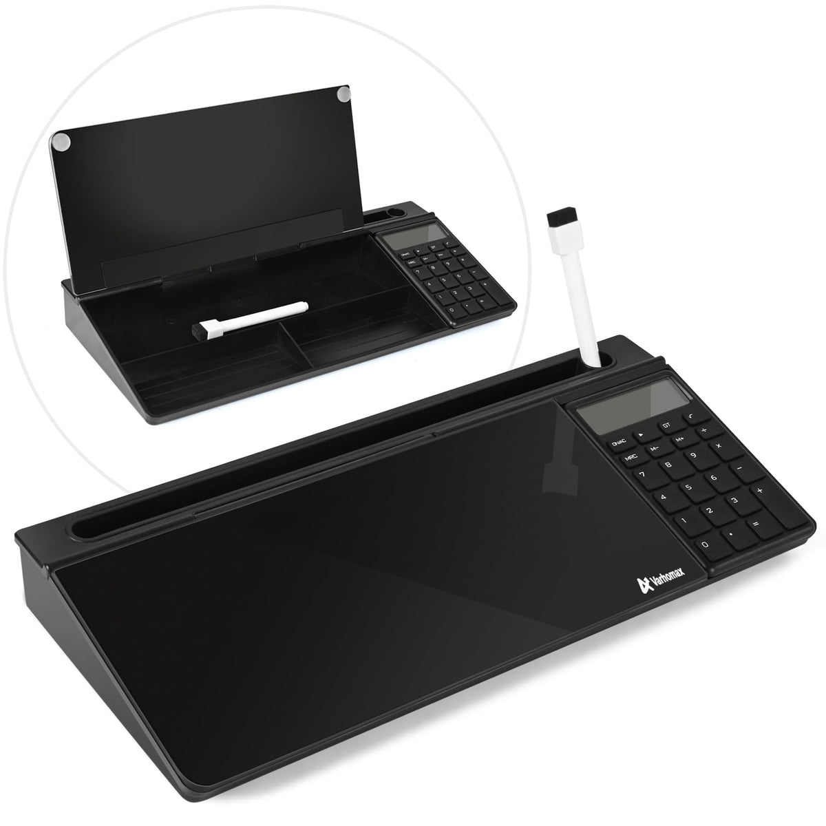Varhomax Glass Desk Whiteboard Gray with Calculator