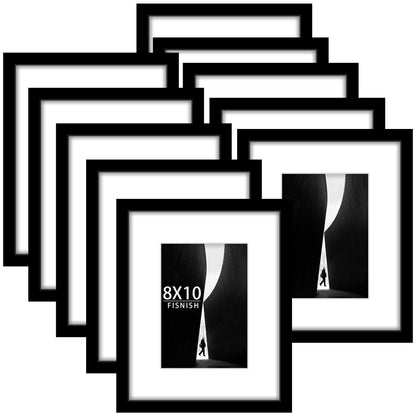 12x12 Picture Frame Sef of 10, for Wall Gallery Decor, Black