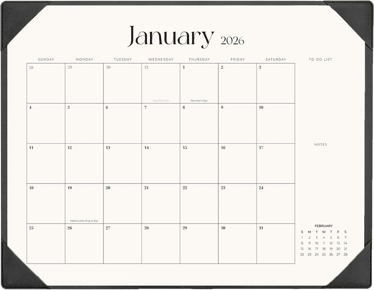 Large Desk Calendar 2026-2027 with Desk Mat, Desktop Calendar 18 Monthly Runs from January 2026 to June 2027, Desk Pad Calendar 22 x 17 Inch Perfect for Planning, Organizing, and Scheduling Your Life (Black)