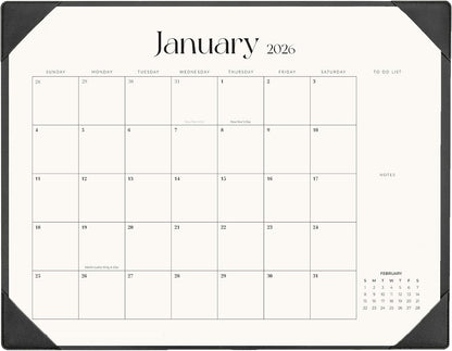 Large Desk Calendar 2026-2027 with Desk Mat, Desktop Calendar 18 Monthly Runs from January 2026 to June 2027, Desk Pad Calendar 22 x 17 Inch Perfect for Planning, Organizing, and Scheduling Your Life (Black)