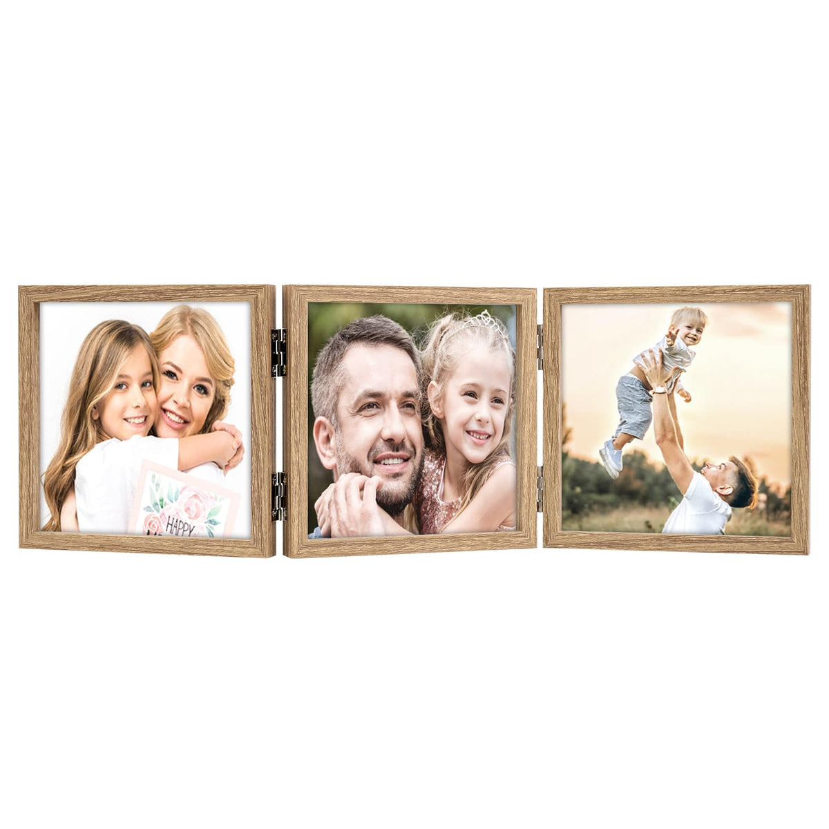 WUTL 3 Picture Frame Triple Collage 5x7 Frames with Real Glass Black