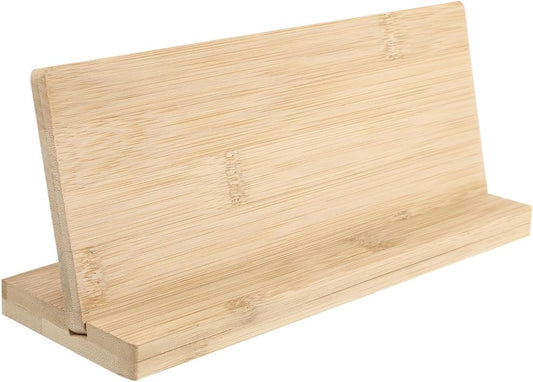SEWACC Bamboo Blank Sign Display Board with Base Desktop Name Plate Name Board Payment Code Menu Holder for Table Office Store Sign Holder Stand 9.44 X 3.93 X 2.95 in