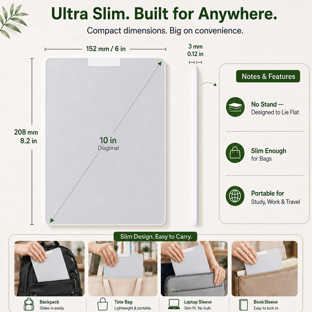 Upgraded Inkless Reusable Writing Tablet, 10" Magnetic Desktop Note Pad