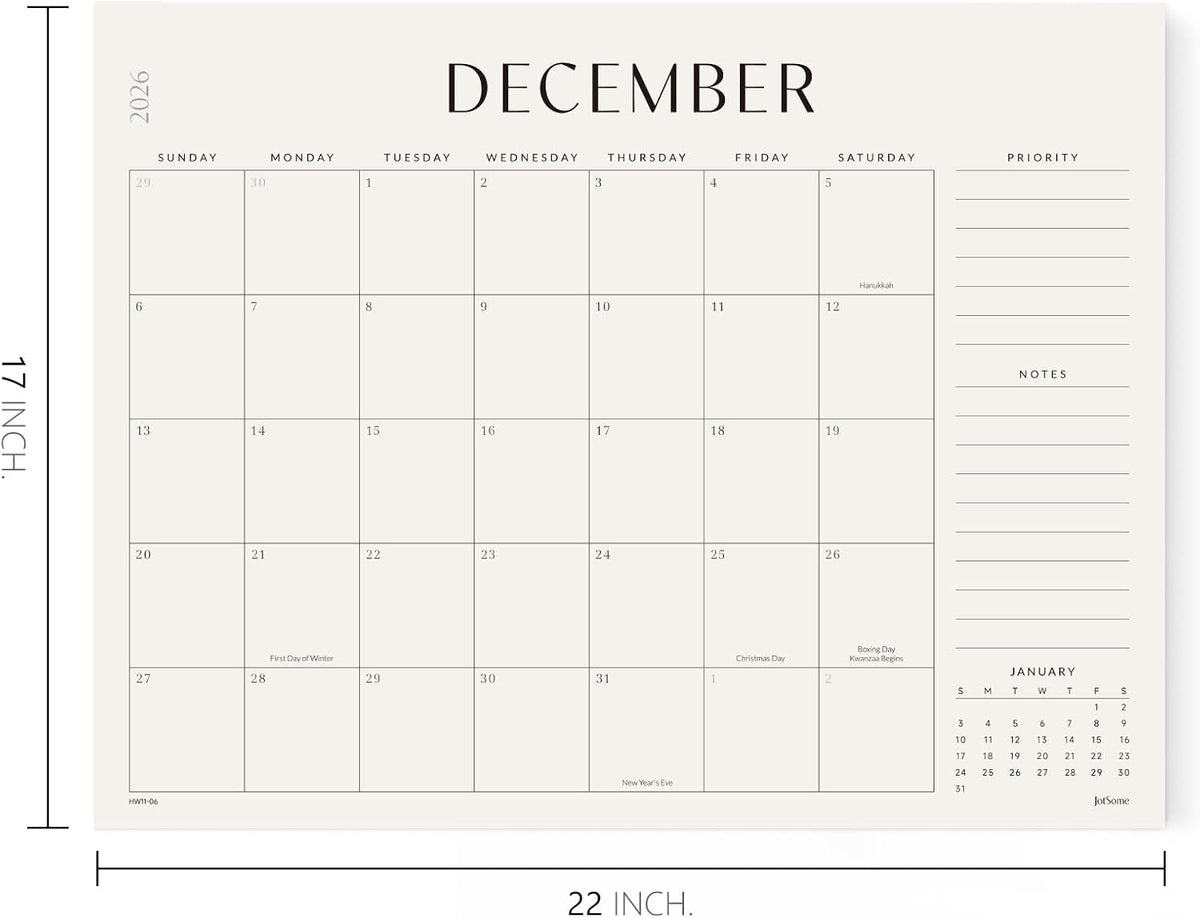 Jotsome Desk Calendar 2026-2027, Academic Monthly Calendar Large 22"x17"