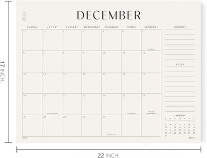 Jotsome Desk Calendar 2026-2027, Academic Monthly Calendar Large 22"x17"