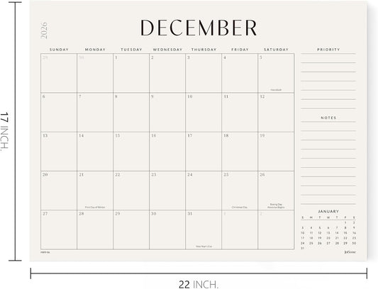 Jotsome Desk Calendar 2026-2027, Academic Monthly Calendar Large 22"x17"