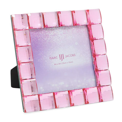 Isaac Jacobs Decorative Sparkling Jewel Picture Frame (4x4, Rainbow)