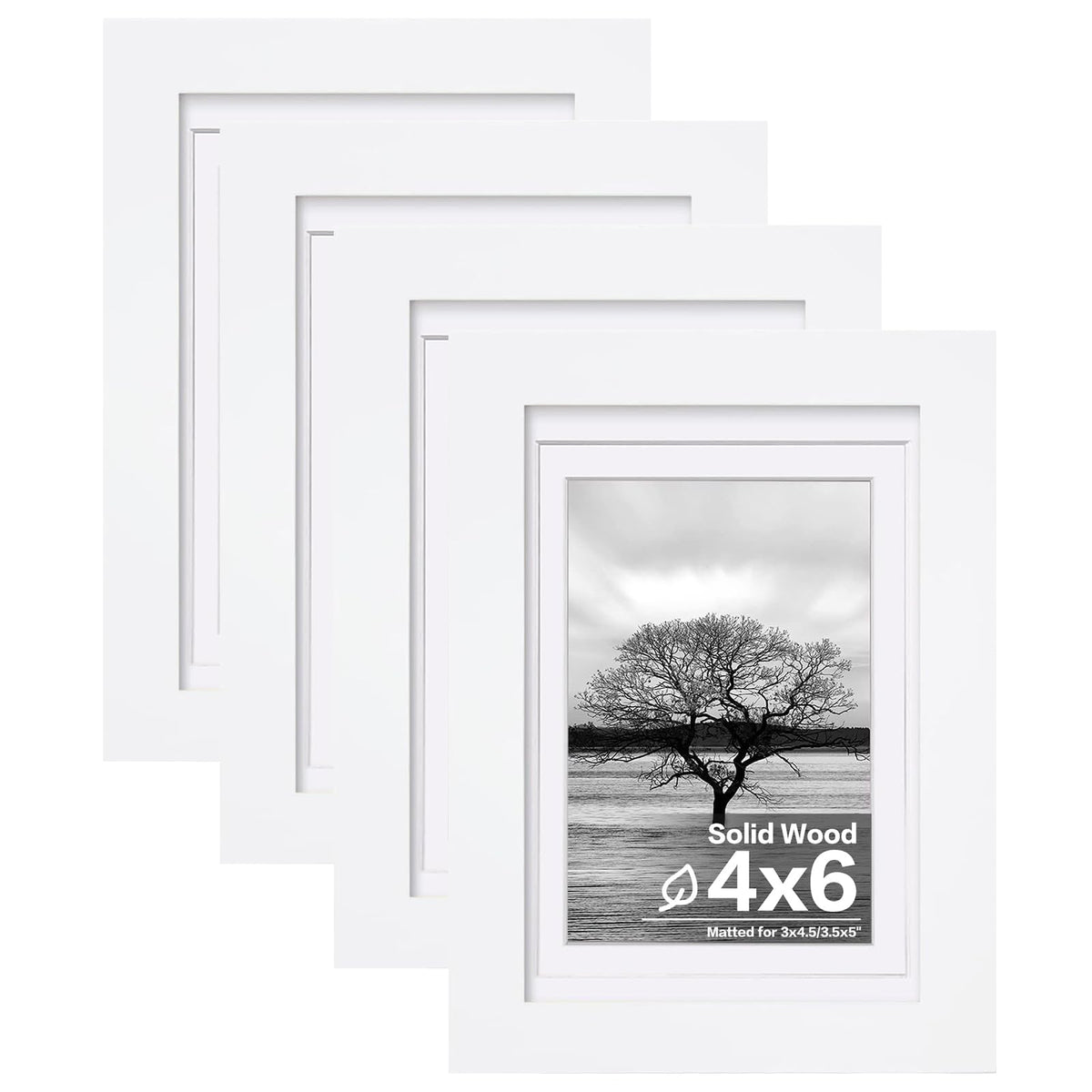 Egofine 8x10 Picture Frames Set of 4, Made of Solid Wood Covered by Plexiglass 4x6 and 5x7 with Mat or 8x10 without Mat, for Table Top Display and Wall Mounting Photo Frame Black
