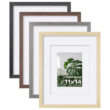 Egofine 8x10 Picture Frames Set of 4, Made of Solid Wood Covered by Plexiglass 4x6 and 5x7 with Mat or 8x10 without Mat, for Table Top Display and Wall Mounting Photo Frame Black