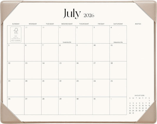 Cabbrix Desk Calendar 2026 with Desktop Mat, Simplified Medium Desk Pad Calendar 15" x 12" July 2026 to December 2027, Desk Blotter Calendar for Home School and Office (Apricot)