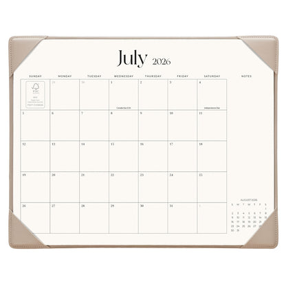 Cabbrix Desk Calendar 2026 with Desktop Mat, Simplified Medium Desk Pad Calendar 15" x 12" July 2026 to December 2027, Desk Blotter Calendar for Home School and Office (Apricot)