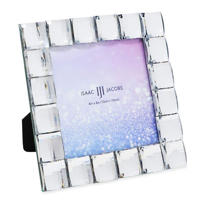 Isaac Jacobs Decorative Sparkling Jewel Picture Frame (4x4, Rainbow)