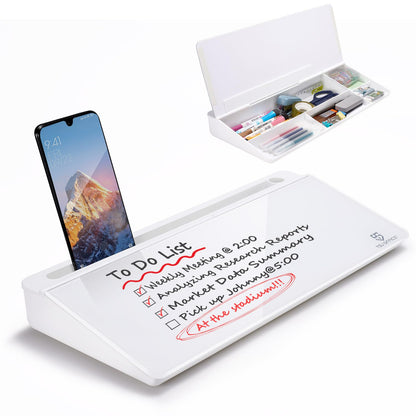 TSJ OFFICE Desktop Whiteboard Dry-Erase-Board - Computer Keyboard Stand White Board Surface Pad with Drawer, Desk Organizers with Accessories for Office, Home, School Supplies - Complete Black
