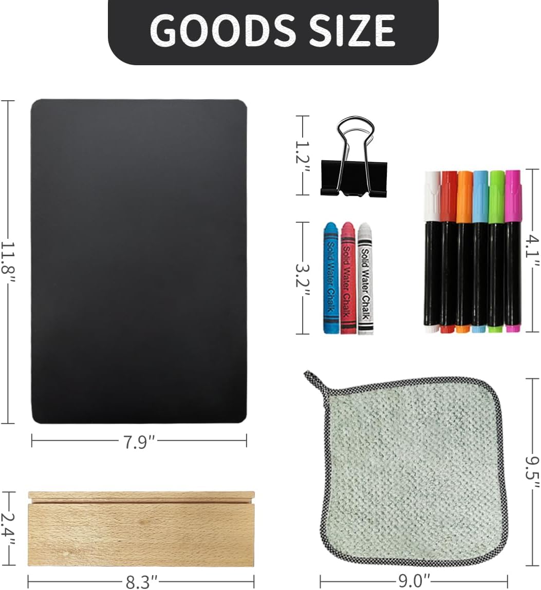 Desktop Small Chalkboard with Solid Wood Base,7.9"x12",Double‑Sided Erasable Message Menu Sign for Coffee Shop, Restaurant, Bar, Eco‑Friendly