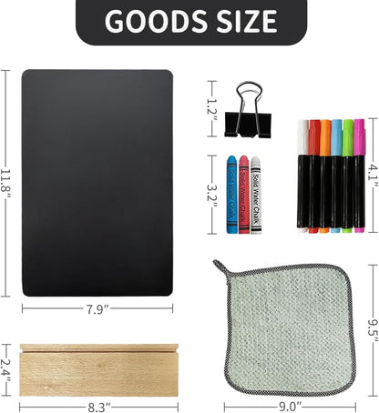 Desktop Small Chalkboard with Solid Wood Base,7.9"x12",Double‑Sided Erasable Message Menu Sign for Coffee Shop, Restaurant, Bar, Eco‑Friendly