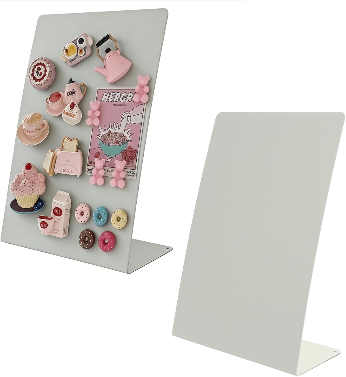 FLWAL 2 Pack Magnetic Bulletin Board, Metal Desktop Board with Bracket