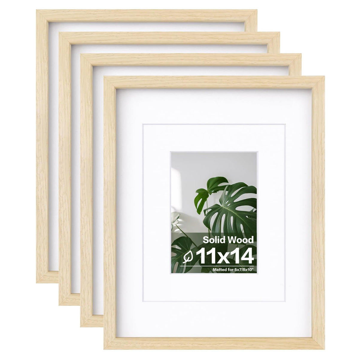 Egofine 8x10 Picture Frames Set of 4, Made of Solid Wood Covered by Plexiglass 4x6 and 5x7 with Mat or 8x10 without Mat, for Table Top Display and Wall Mounting Photo Frame Black