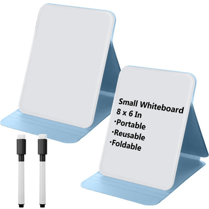 Dunzoom 2 Sets 4 Pcs Small Glass Desktop Whiteboard with Reversable Stand 8x6 Inch Mini Dry Erase White Board Easel with 2 Markers Reusable Desk Notepad for Home Office School Supplies (Pink,Green)