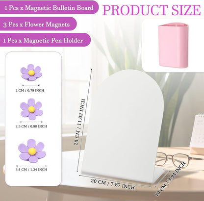 PATIKIL Magnetic Bulletin Board, W/ 3 Flower Magnets&Pen Holder
