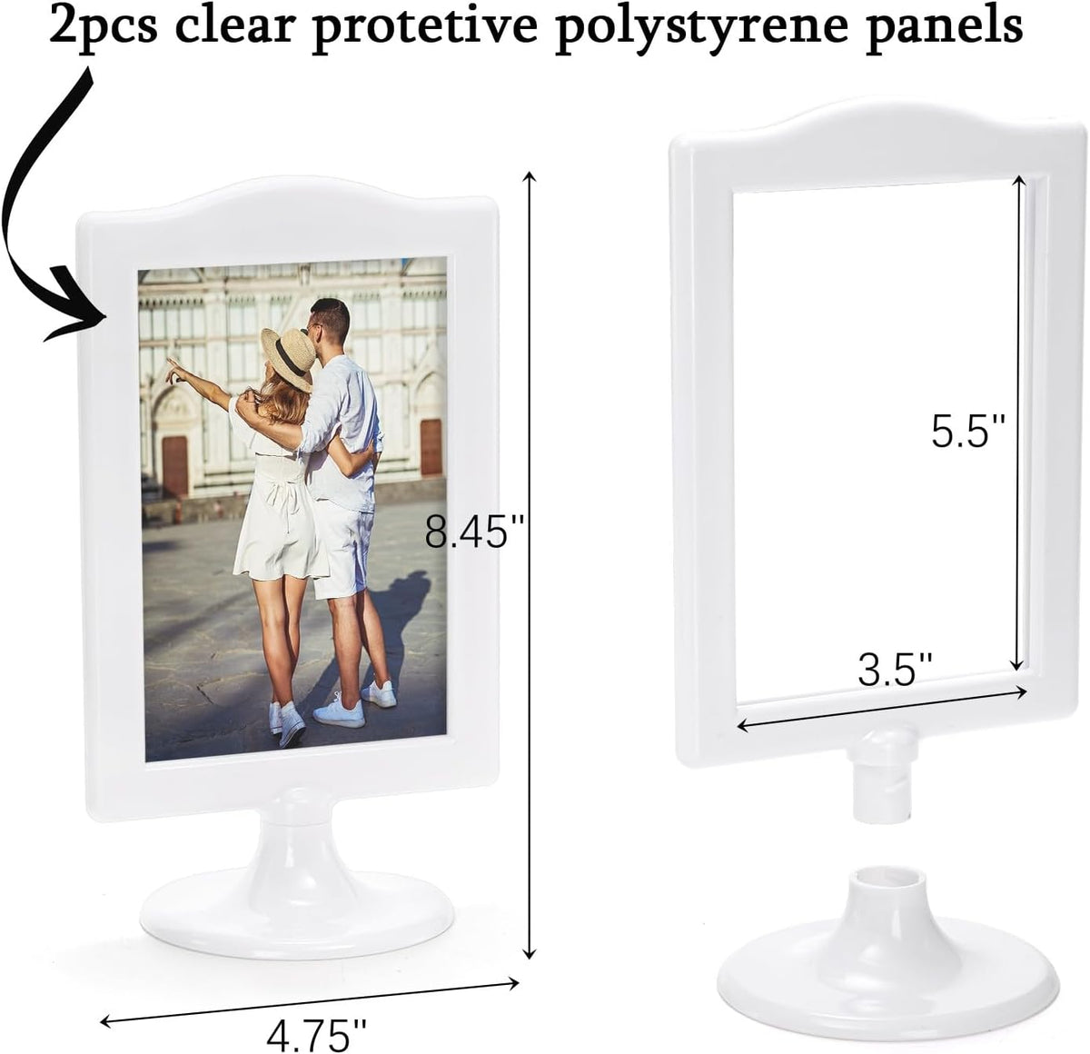 Lawei 10 PCS Double Sided Standing Picture Frames 4x6 Inch, Plastic Pedestal Photo Frame Bulk, White Vertical Picture Holder with Inserts & Base, Display Picture Frames for Wedding, Table