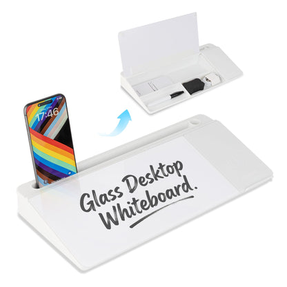 Glass Desktop Whiteboard, 15.8×7" Basic Black