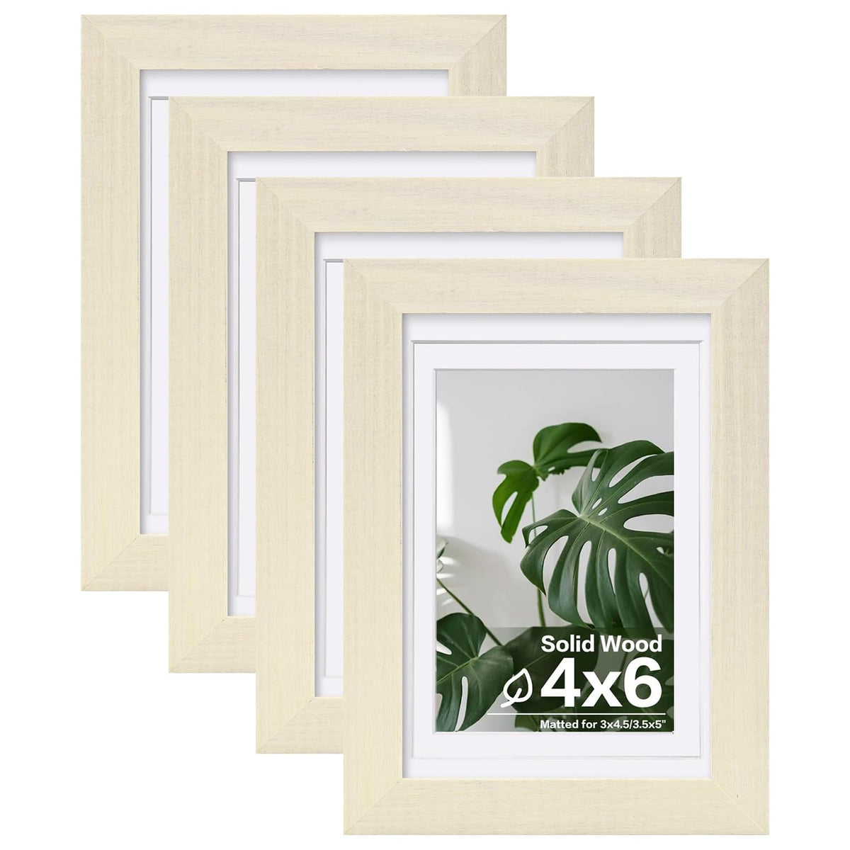 Egofine 8x10 Picture Frames Set of 4, Made of Solid Wood Covered by Plexiglass 4x6 and 5x7 with Mat or 8x10 without Mat, for Table Top Display and Wall Mounting Photo Frame Black