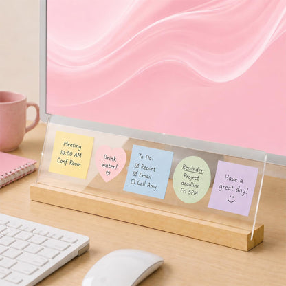 Monitor Memo Board with Removable Design 14"x 5.5" Desktop Sticky Note Holder Message Organizer Under-Screen Sticky Note Organizer Suitable for Office Home Desktop