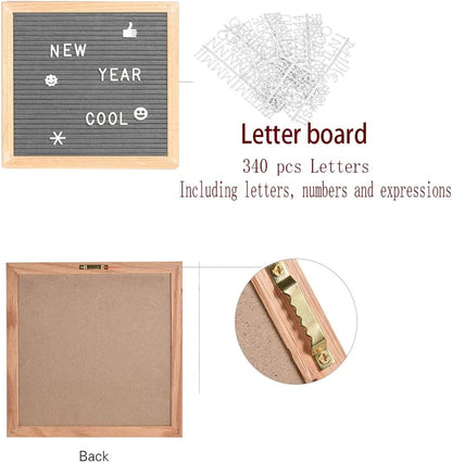 10X10 Inch Grey Felt Changeable Letter Board with 340 Letters Sign & Stand