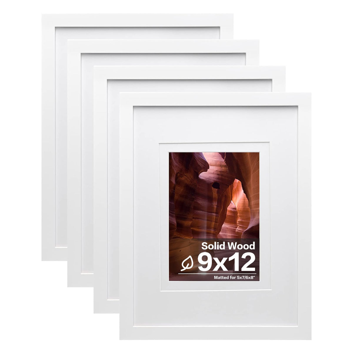 Egofine 8x10 Picture Frames Set of 4, Made of Solid Wood Covered by Plexiglass 4x6 and 5x7 with Mat or 8x10 without Mat, for Table Top Display and Wall Mounting Photo Frame Black