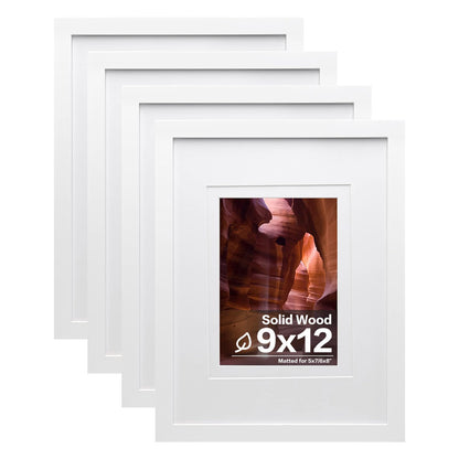 Egofine 8x10 Picture Frames Set of 4, Made of Solid Wood Covered by Plexiglass 4x6 and 5x7 with Mat or 8x10 without Mat, for Table Top Display and Wall Mounting Photo Frame Black