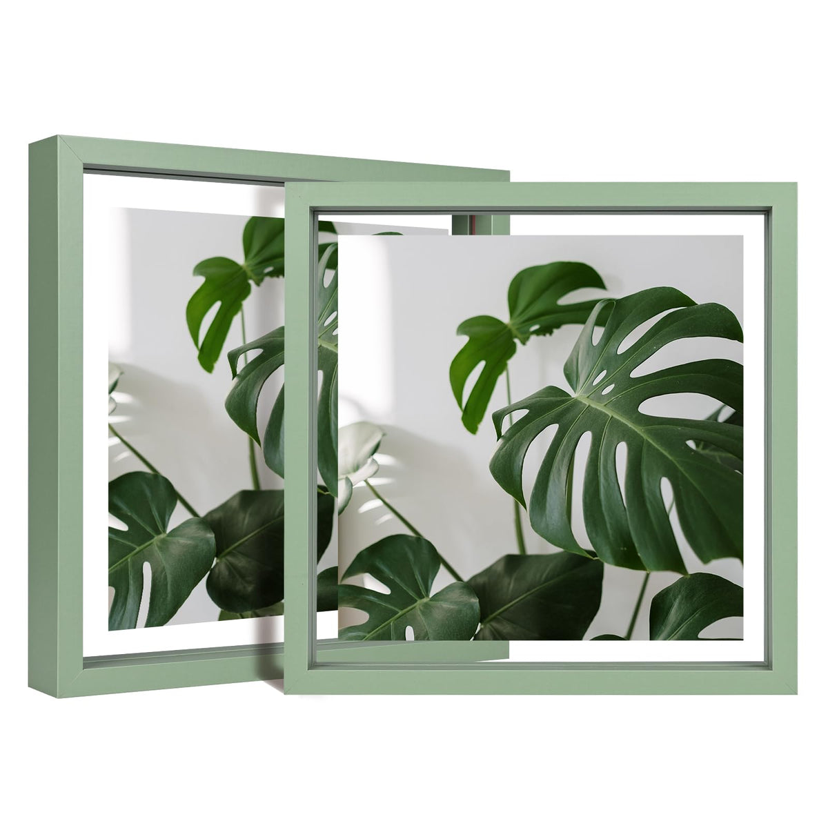 Egofine 5x7 Floating Frames Set of 2, Double Plexiglass Picture Frame, Made of Solid Wood Display Any Size Photo up to 5x7, Wall Mount or Tabletop Standing, Natural Wood