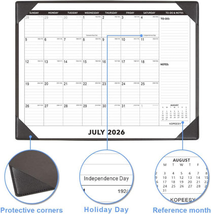 Desk Calendar 2026-2027 with Protective Mat 22" x 17"