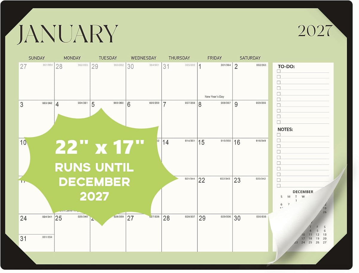 Desk Calendar 2026-2027 with Desk Mat, 18-Month Large 22" x 17" Desk Pad Calendar from Jul 2026 to Dec 2027, Seasonal Theme Desktop Monthly Calendar for Home Office School