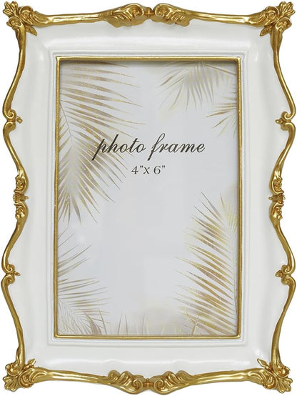 Ferrisland 4x6 desktop and wall resin photo frame(White)