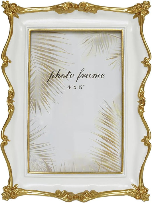 Ferrisland 4x6 desktop and wall resin photo frame(White)