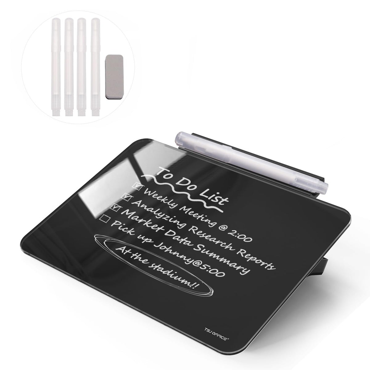 Small Desktop Glass Dry-Erase Whiteboard - 8 X 6 Inches Tabletop Easel Whiteboard with Stand, Desk Board Buddy for Artist, Teacher and Student