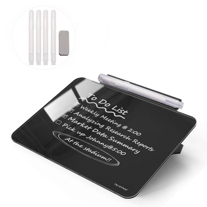 Small Desktop Glass Dry-Erase Whiteboard - 8 X 6 Inches Tabletop Easel Whiteboard with Stand, Desk Board Buddy for Artist, Teacher and Student