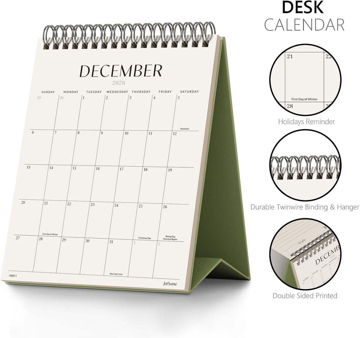 Jotsome Desk Calendar 2026-2027, Small Standing Flip Desktop Calendar