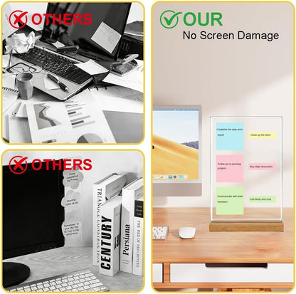 2 PCS Large-Size Monitor Memo Board with Removable Wooden Base