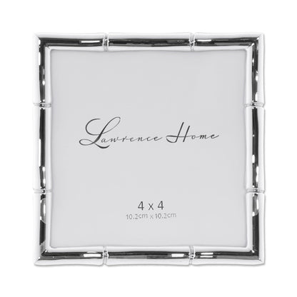 Lawrence Frames Bamboo Design Metal Frame, 4x4, Silver