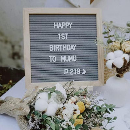 10X10 Inch Grey Felt Changeable Letter Board with 340 Letters Sign & Stand